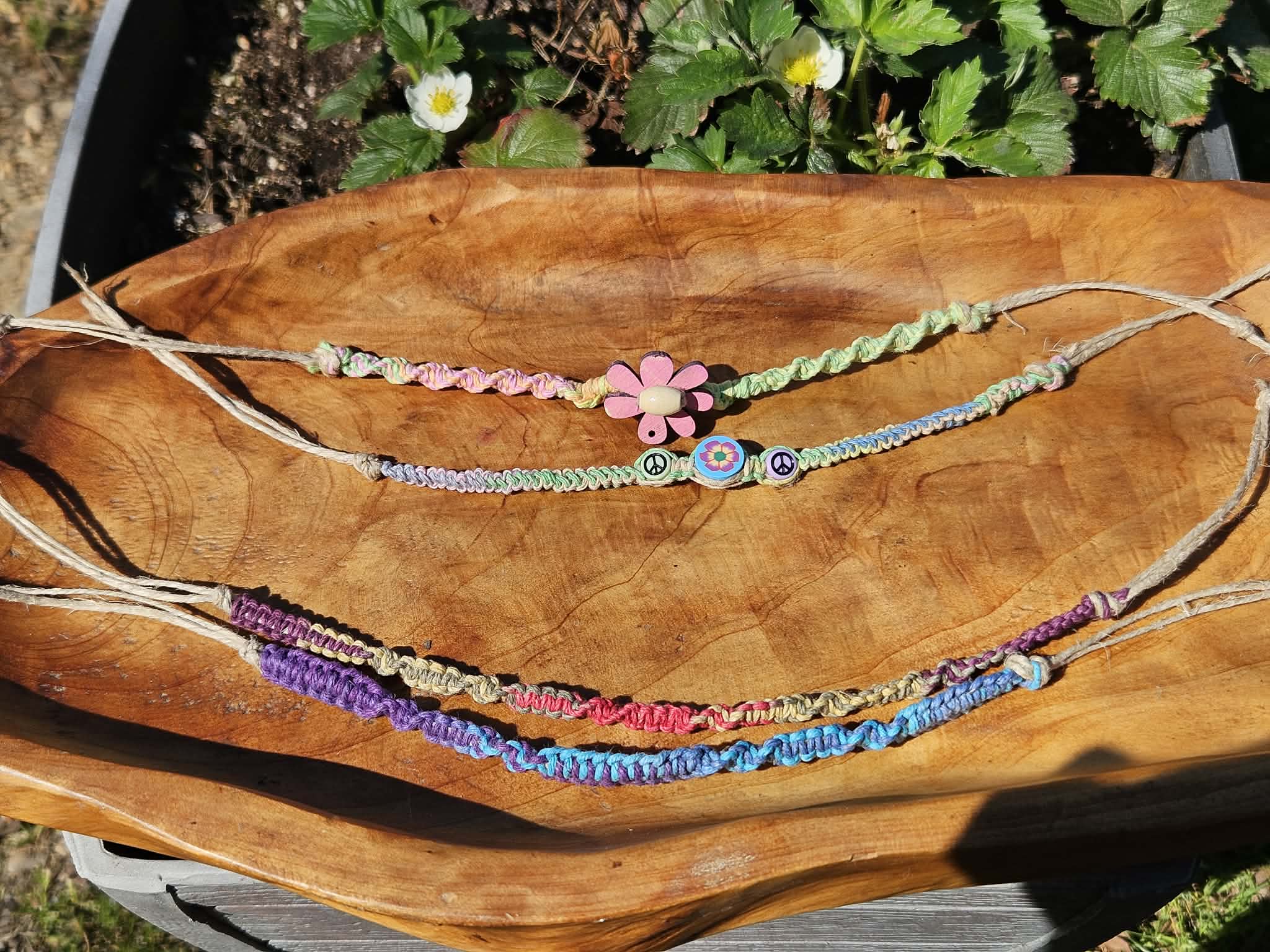 Set of 2 Traditional Tie on Hemp-cord Bracelets