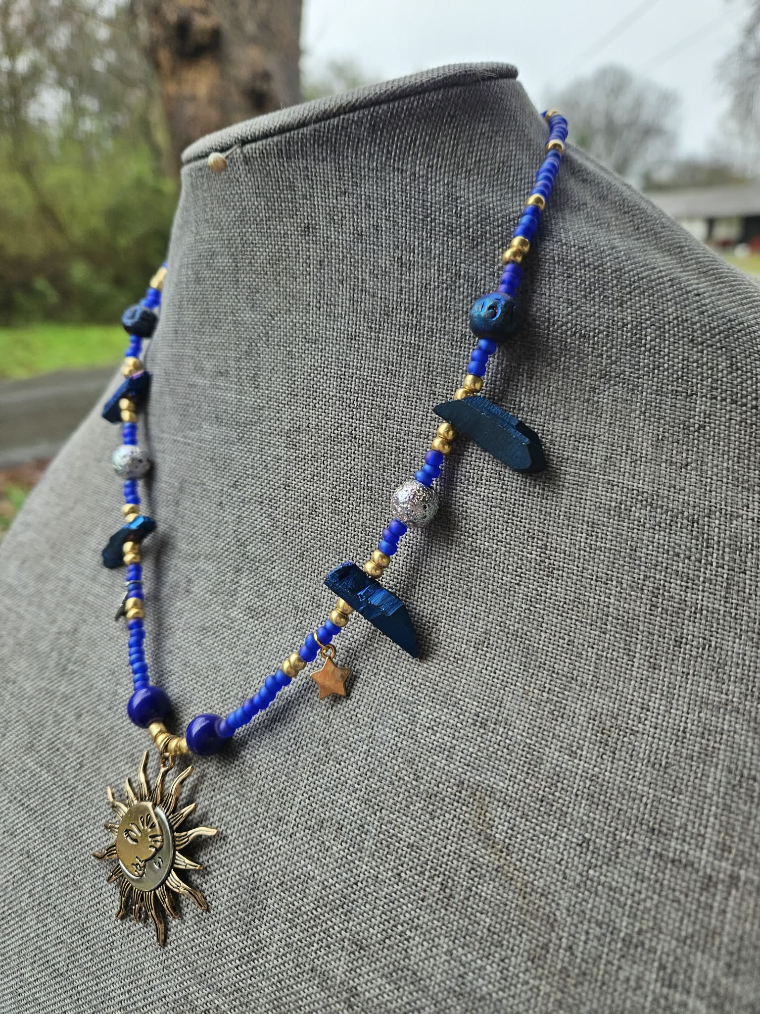 Midnight Blue Butterfly Charm Necklace