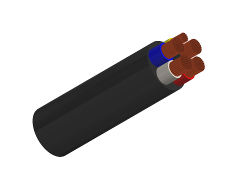 PVC Insulated, PVC Sheathed 4 core+E Unarmored Cables, 0.6/1kV