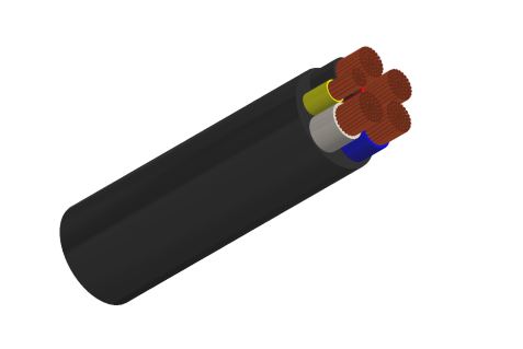 XLPE Insulated, PVC Sheathed 4 core+E Unarmored Cables 0.6/1kV