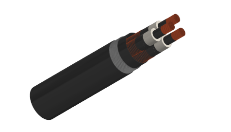 19/33kV Three Core Individual Screened & PVC/SWA/PVC Sheathed (Cu Conductor)