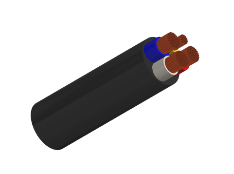 PVC Insulated, PVC Sheathed 3 core+E Unarmored Cables, 0.6/1kV