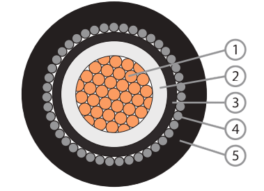 FRT-XAH CU/XLPE/LSZH/AWA/LSZH (SINGLE CORE) XLPE  Insulated,LSZH  Bedded,Aluminium Wire Armoured,LSZH Sheathed Cable, 0.6/1kV,BS6724