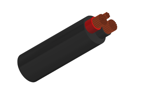XLPE Insulated, PVC Sheathed 2 core+E Unarmored Cables, 0.6/1kV