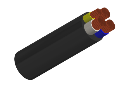XLPE Insulated, PVC Sheathed 3 core+E Unarmored Cables 0.6/1kV