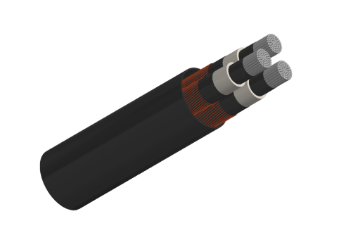 3.8/6.6kV Three Core Individual Screened & PVC Sheathed (Al Conductor)