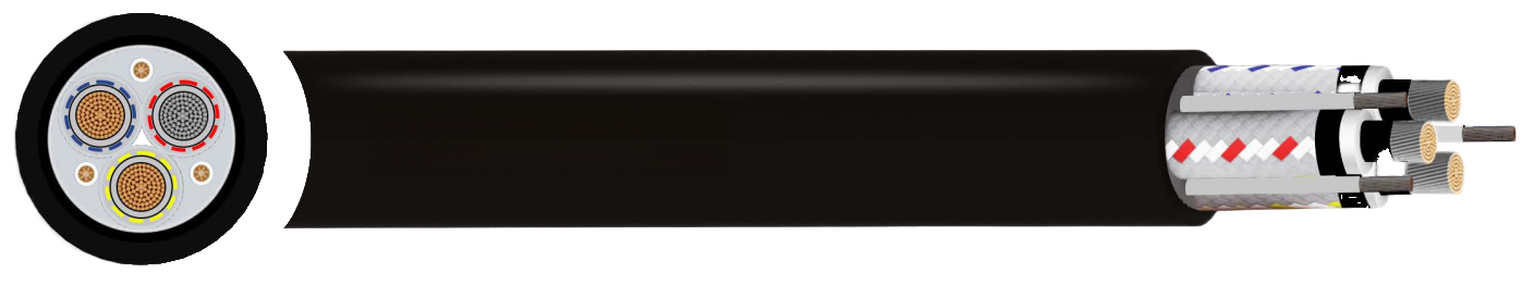 Type 440 Three Pilot Core Mining Cable