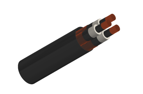 12.7/22kV Three Core Individual Screened & PVC Sheathed (Cu Conductor)