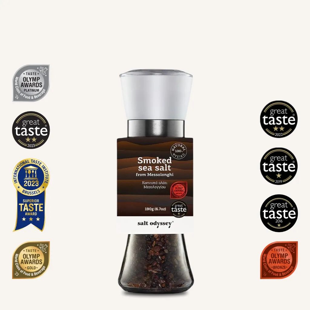 Salt Odyssey Geräuchertes Meersalz – Mühle, Messolonghi | 190 g