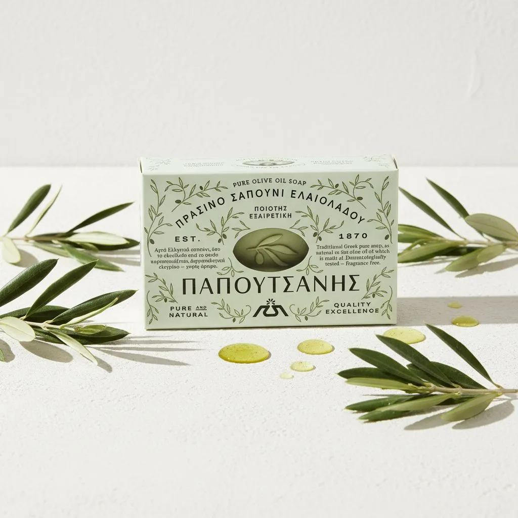 Papoutsanis Traditionelle Olivenölseife – Gesicht, Körper & Haare | 125 g
