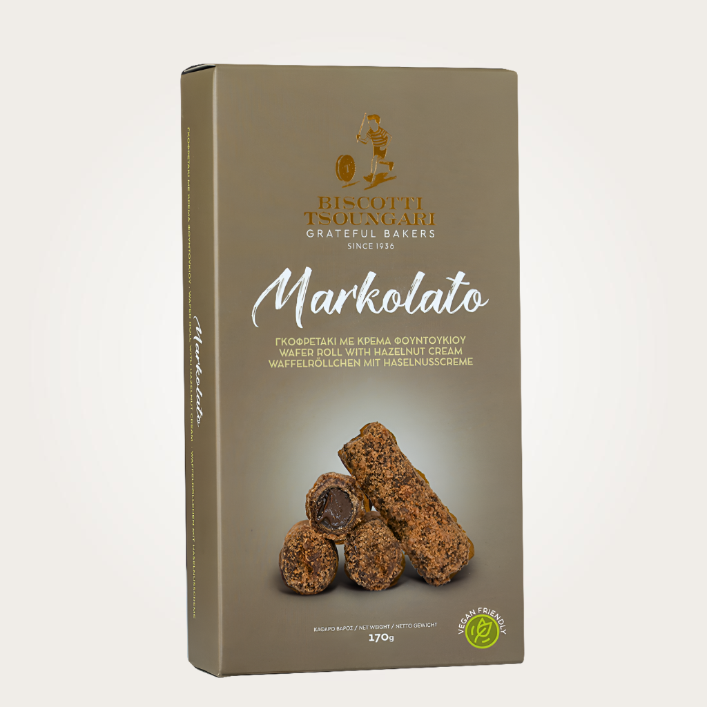 Markolato Vegane Waffelröllchen mit Haselnusscreme 170g