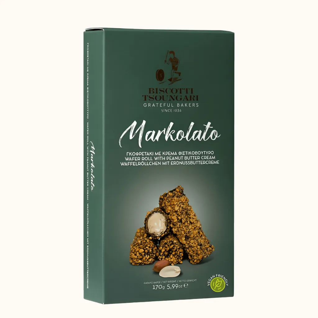 Markolato Vegane Waffelröllchen mit Erdnussbuttercreme 170g
