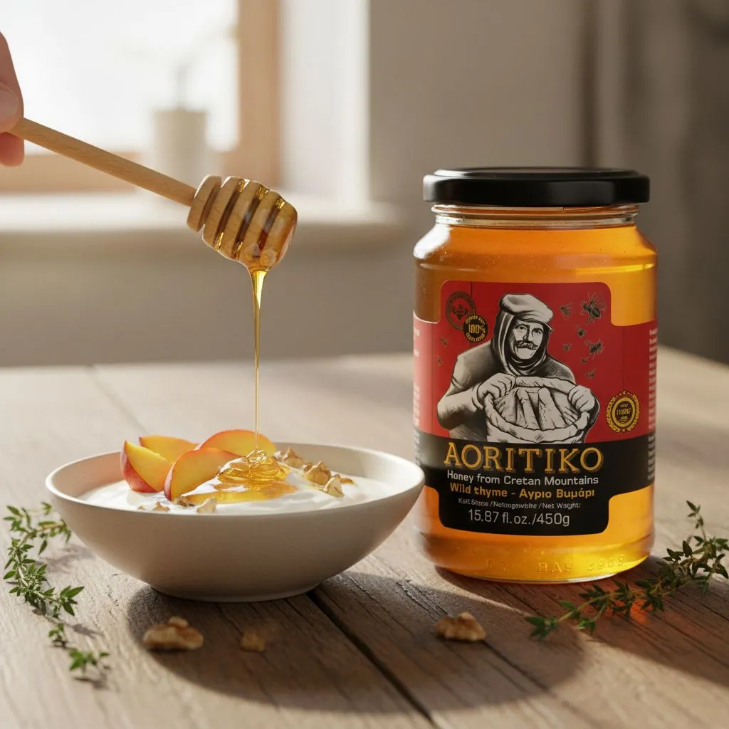 AORITIKO Thymianhonig aus Kreta – Wilder Honig der kretischen Berge | 450 g
