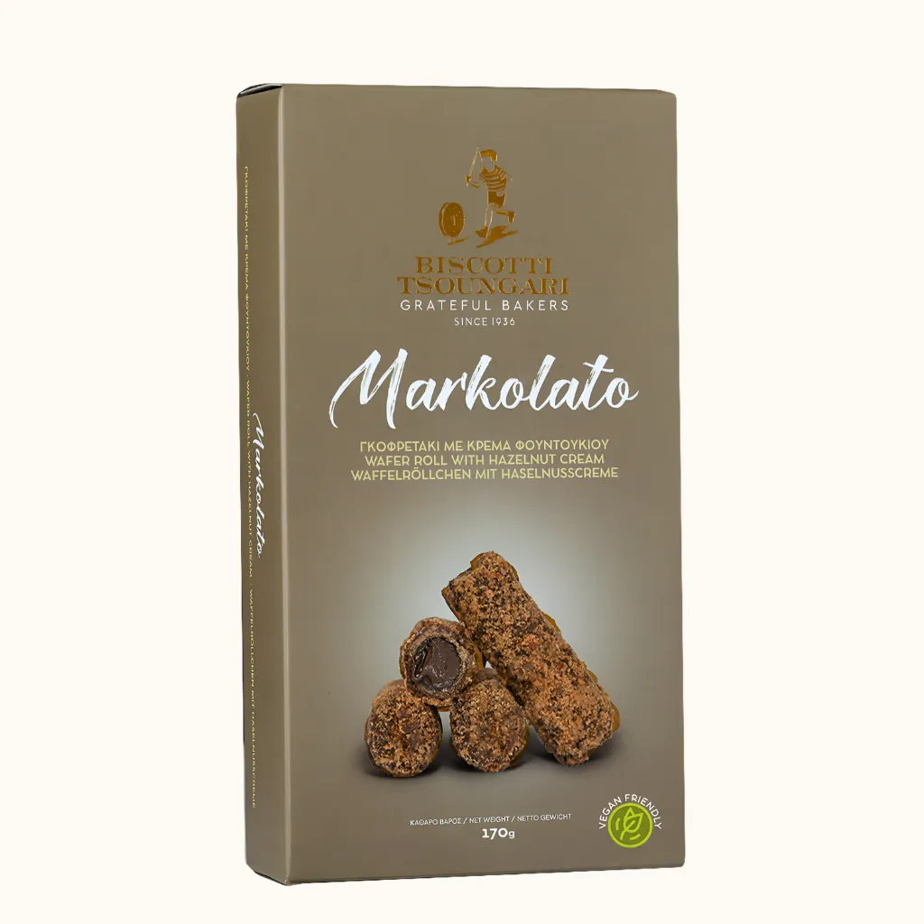 Markolato Vegane Waffelröllchen mit Haselnusscreme 170g