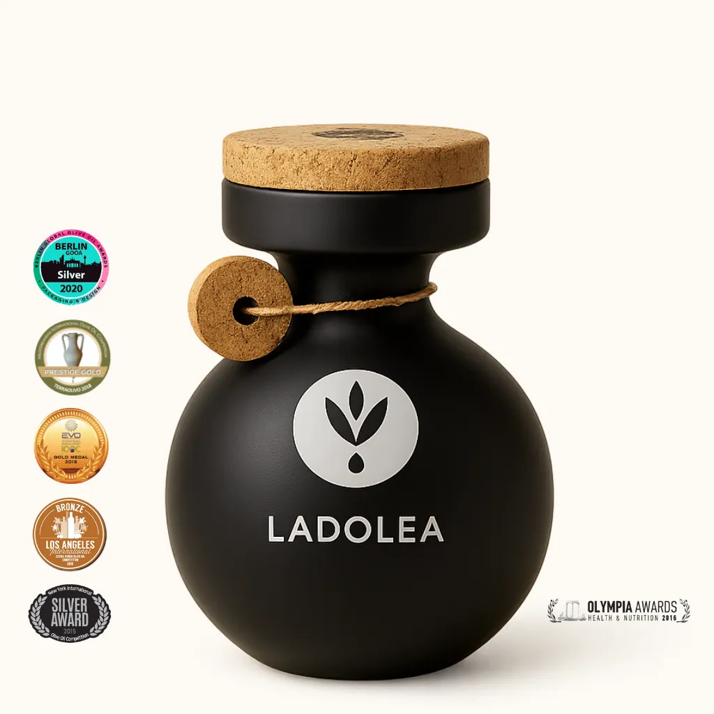LADOLEA Premium Olivenöl Extra Nativ – Megaritiki-Oliven aus Korinth | Keramikflasche 600 ml