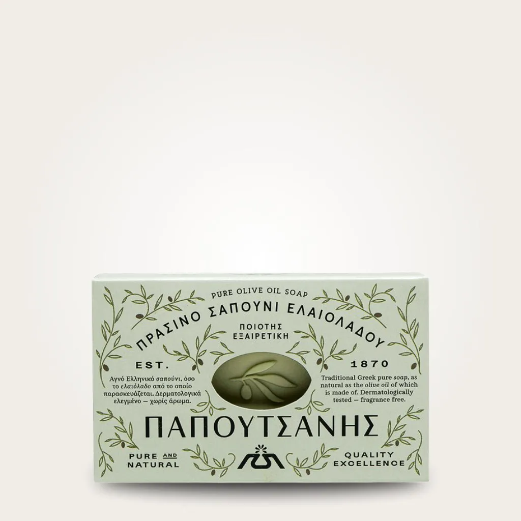 Papoutsanis Traditionelle Olivenölseife für Gesicht, Körper & Haare 125 g
