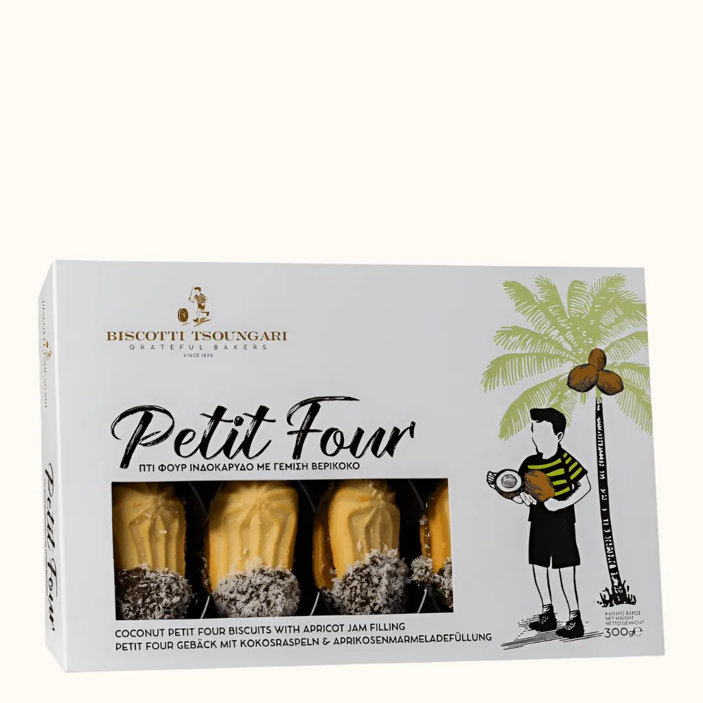 Petit Four mit Aprikosenmarmelade & Kokosraspeln | 300 g