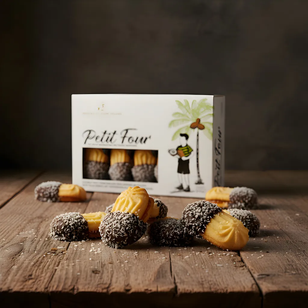Petit Four mit Aprikosenmarmelade & Kokosraspeln | 300 g