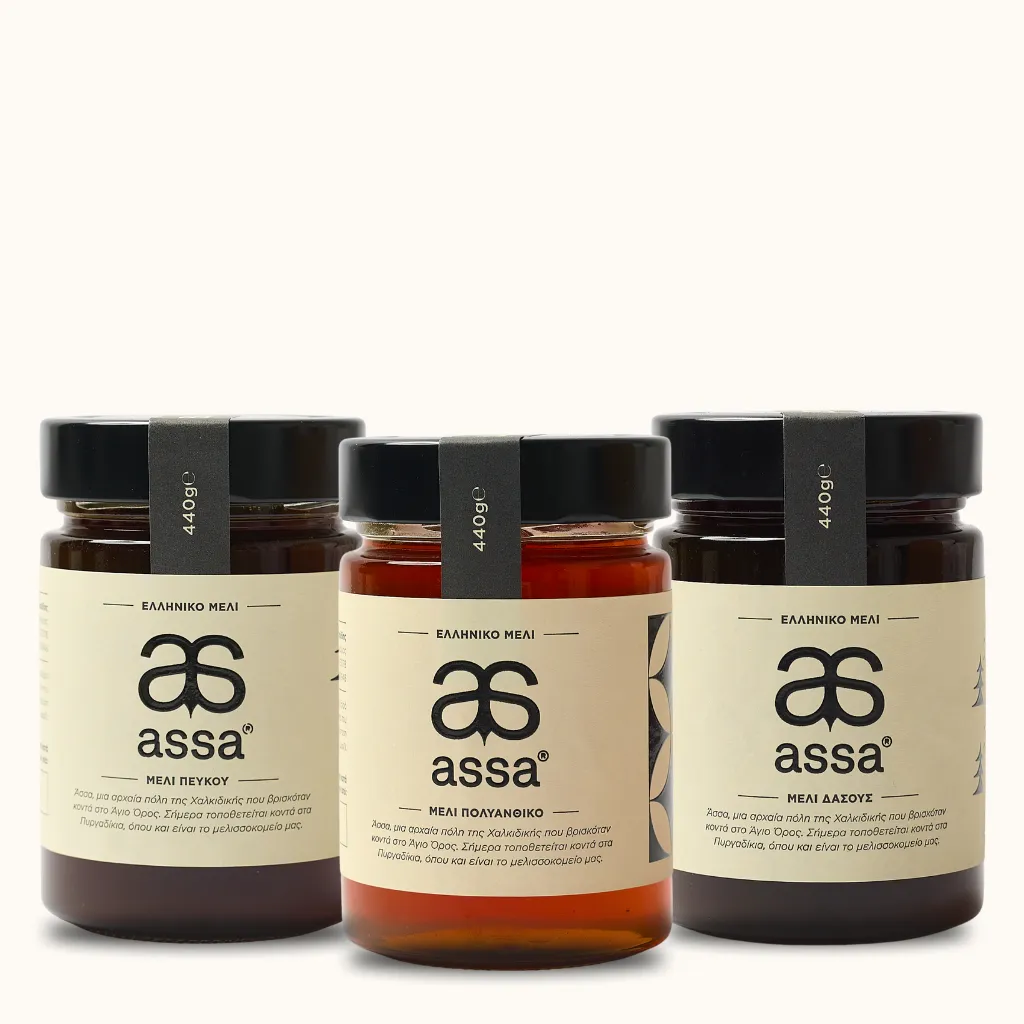 Assa Premium Honig-Set – Blüten-, Pinien- & Waldhonig | 3 × 440 g