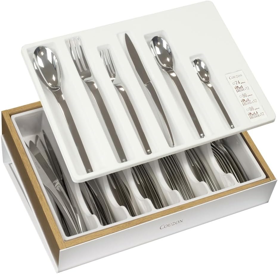 COUZON - Ménagère 50 couverts de table en coffre bois pour 12 personnes