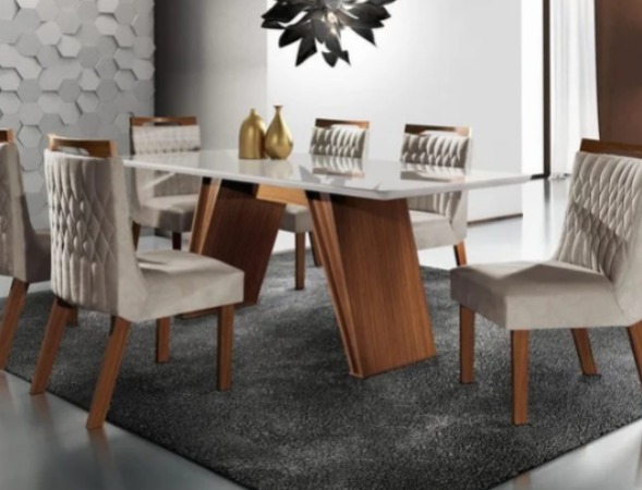 MESA LAQUEADA  ATENA 6 CADEIRAS