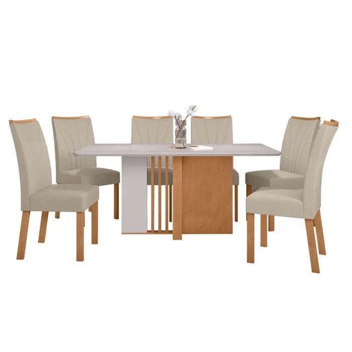 MESA RETANGULAR ASTRID 6 CADEIRAS