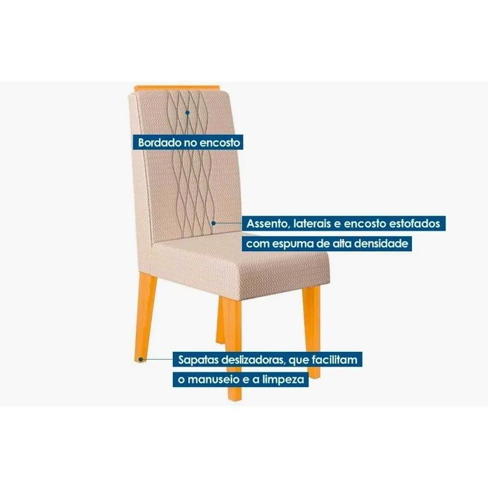 MESA LAQUEADA RUBI QUADRADA  6 CADEIRAS