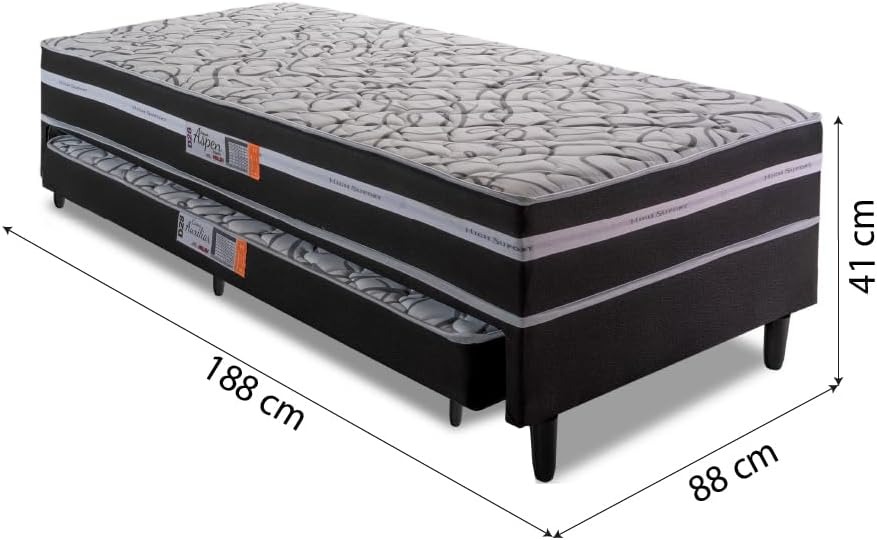 CAMA BOX SOLTEIRO CONJUGADA E AUXILIAR  COMPACT  PLUS  