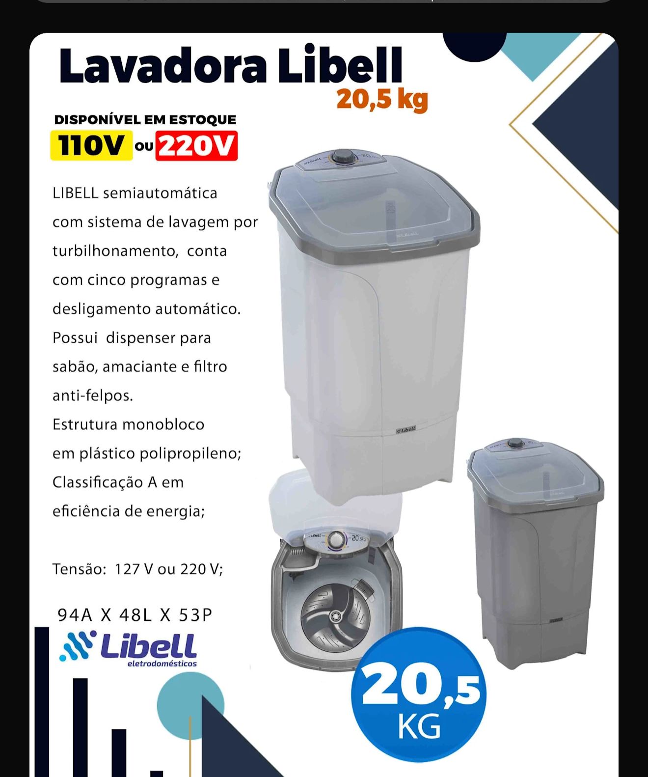 LAVADORA 20,5 KG