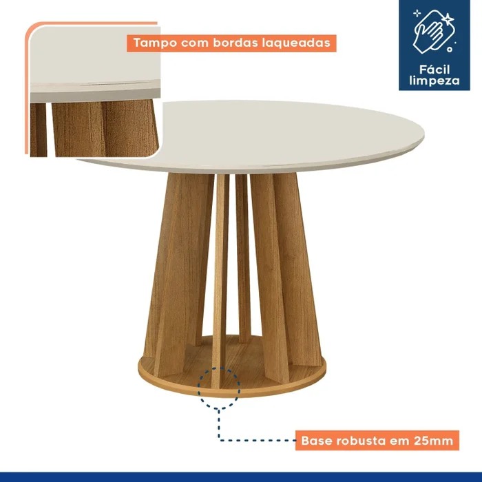 MESA LAQUEADA ROSE  REDONDA 1.20 4 CADEIRAS