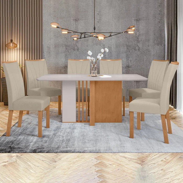 MESA RETANGULAR ASTRID 6 CADEIRAS