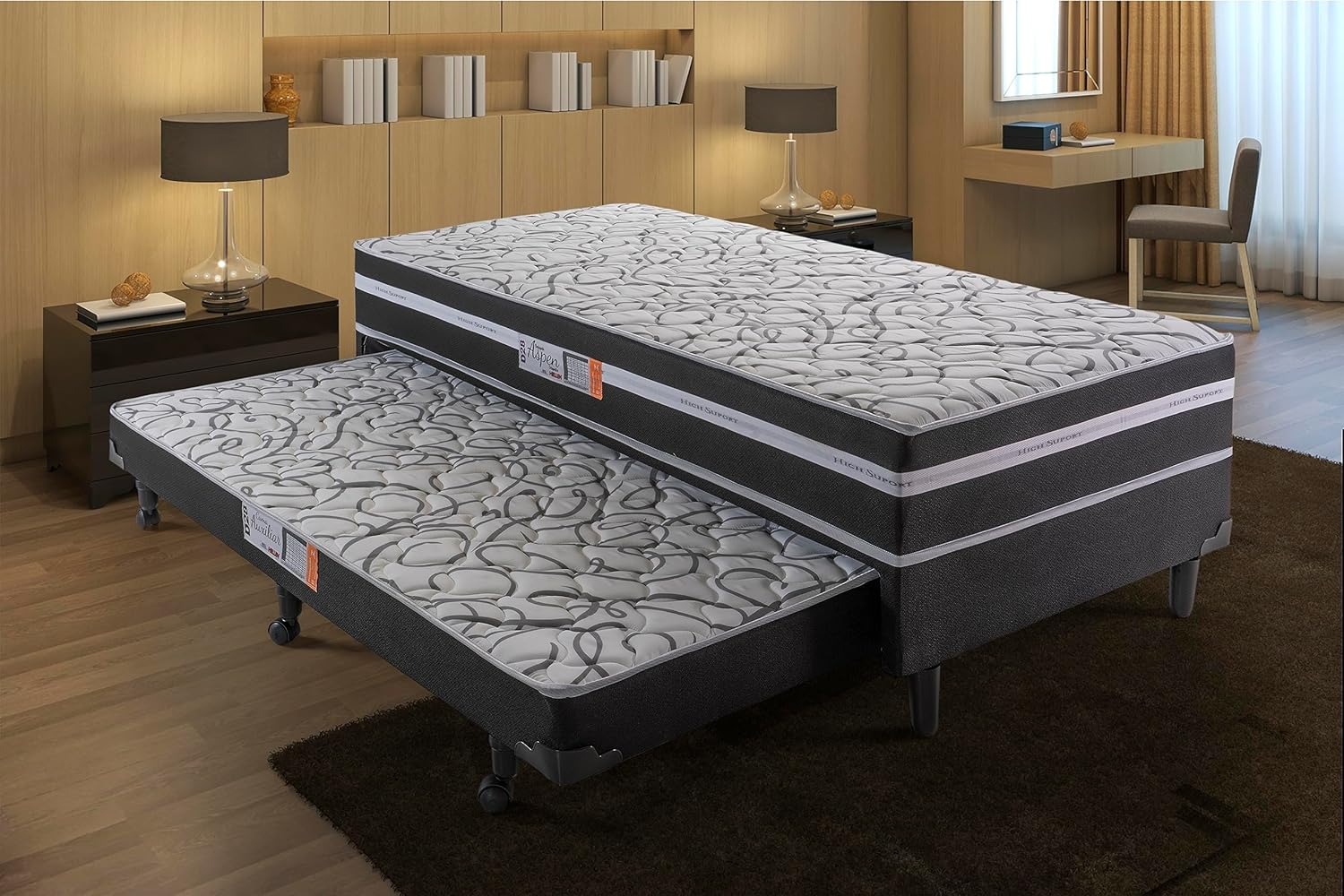 CAMA BOX SOLTEIRO CONJUGADA E AUXILIAR  COMPACT  PLUS  
