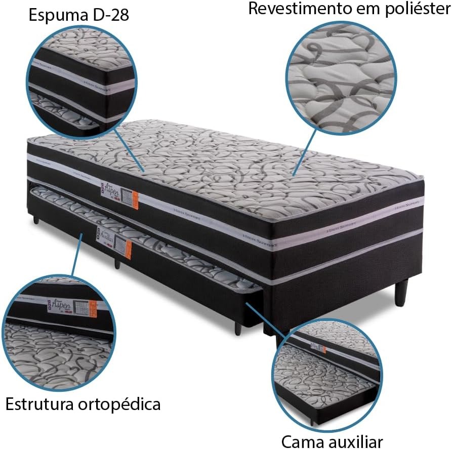 CAMA BOX SOLTEIRO CONJUGADA E AUXILIAR  COMPACT  PLUS  