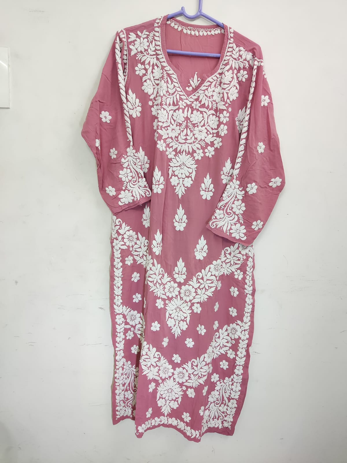 Pink Embroidered Modal Kurti