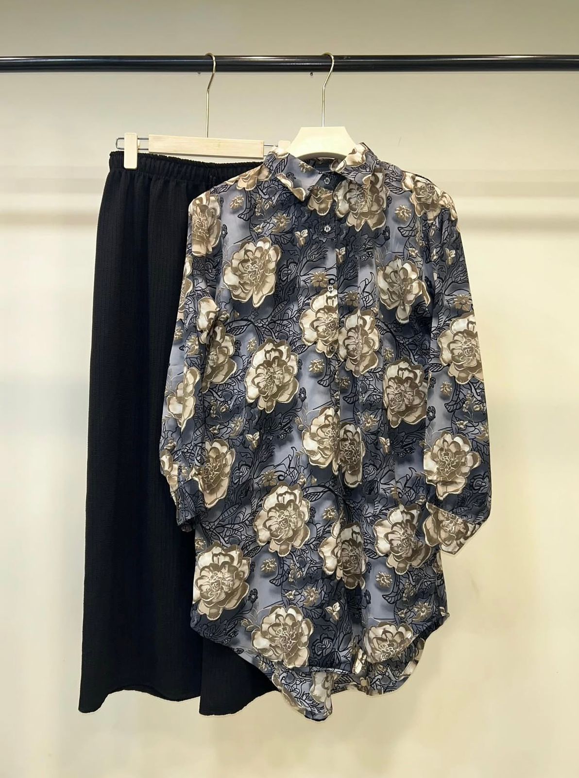 Floral Print Shirt with Black Pant