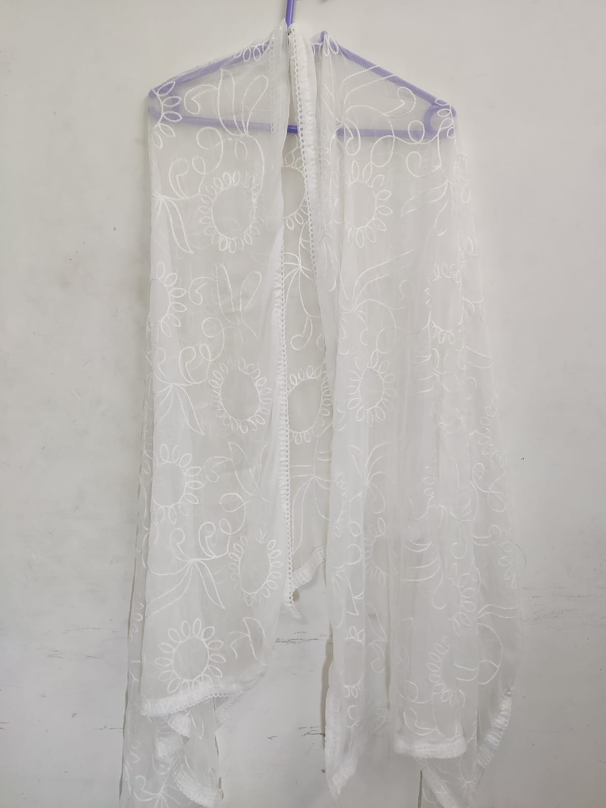 White Embroidered Dupatta Georgette