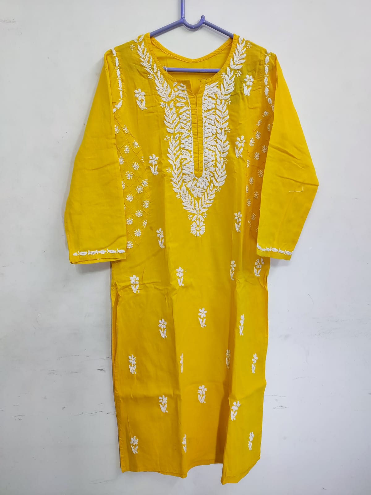 Yellow Embroidered Kurti