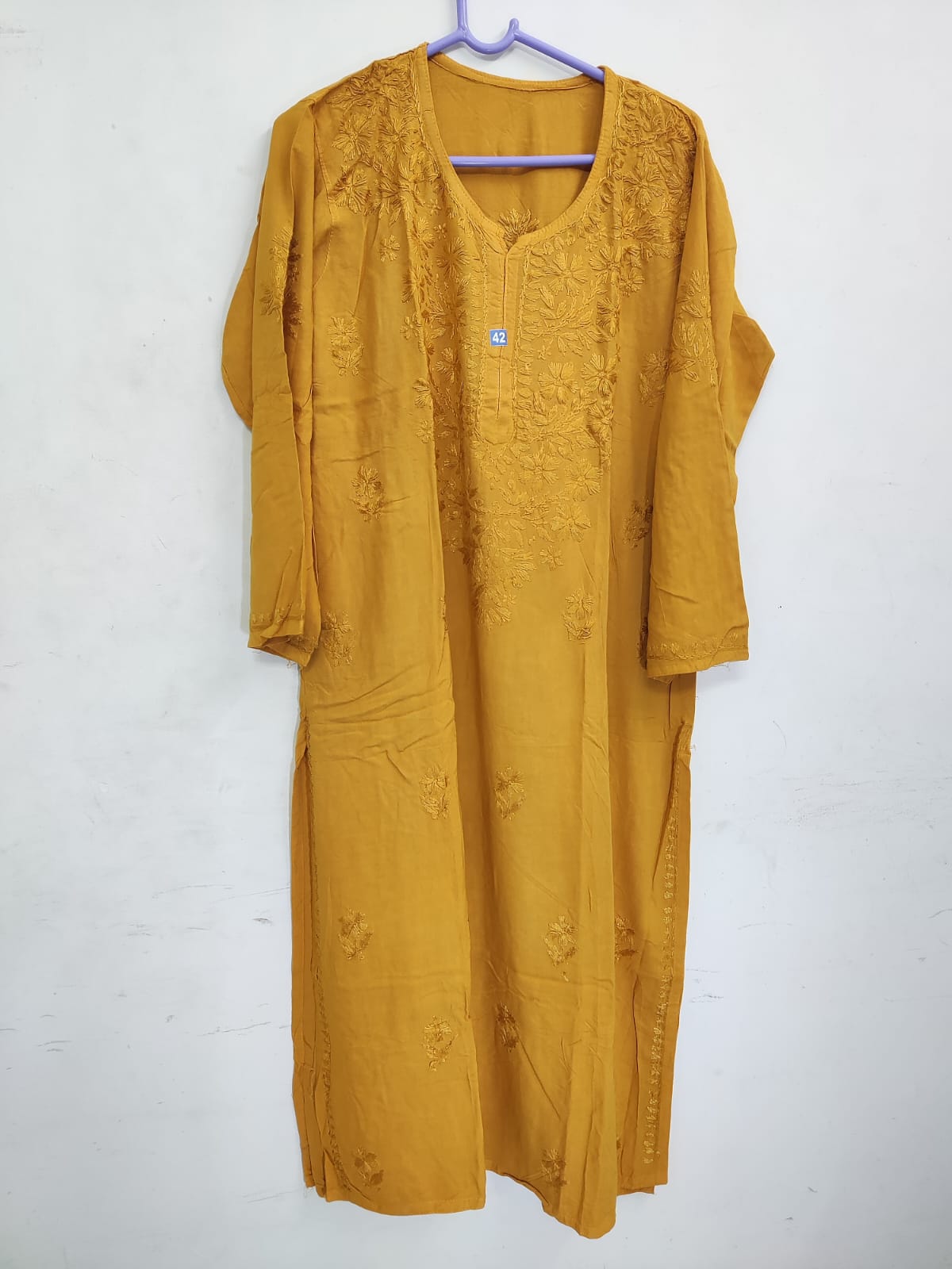 Mustard Embroidered Kurti