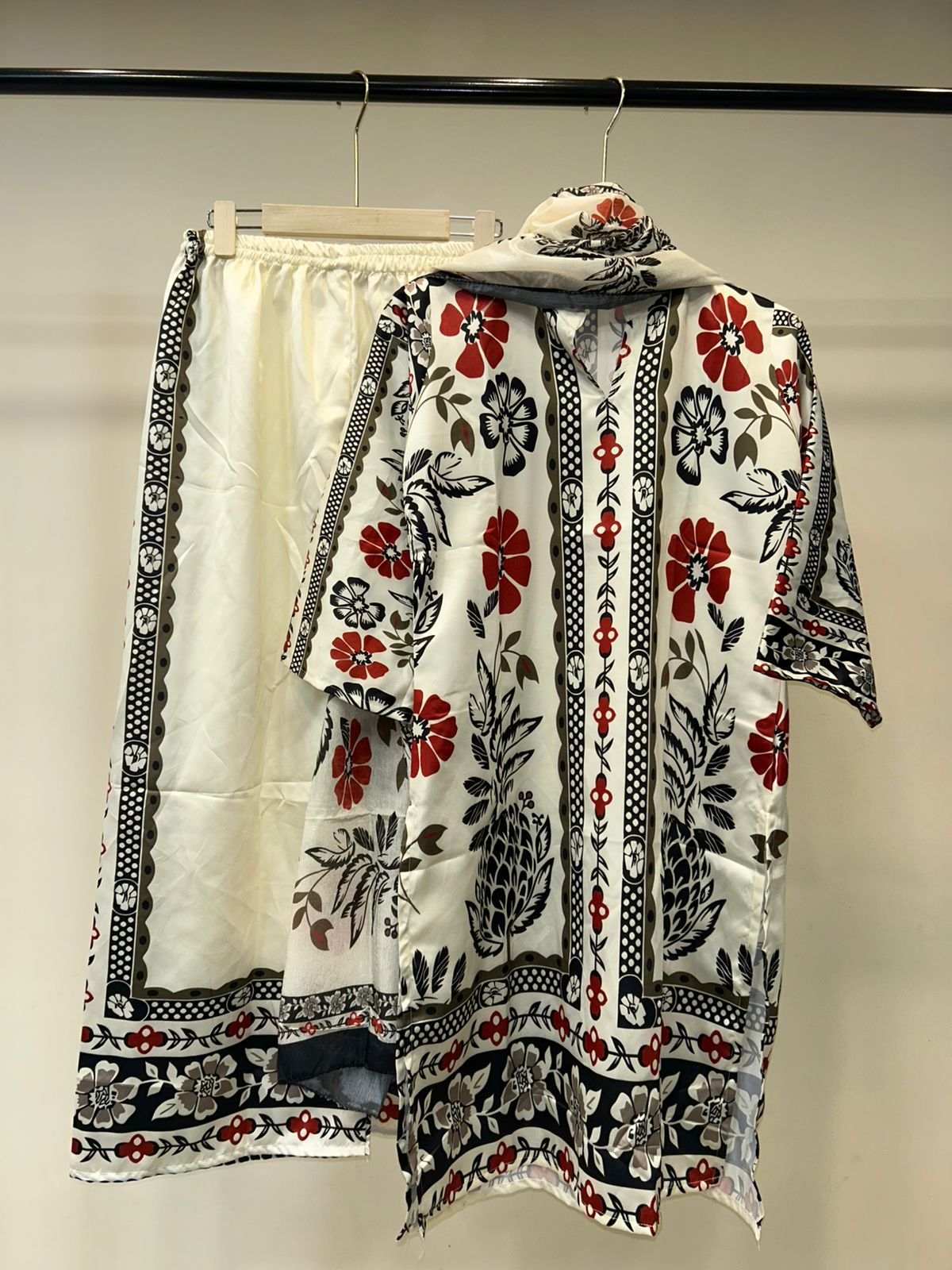 Turkish Floral Printed Women’s Cord Set with Dupatta