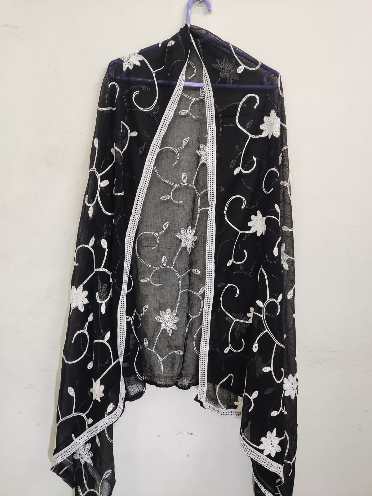 Dupatta - Georgette (Black and White)