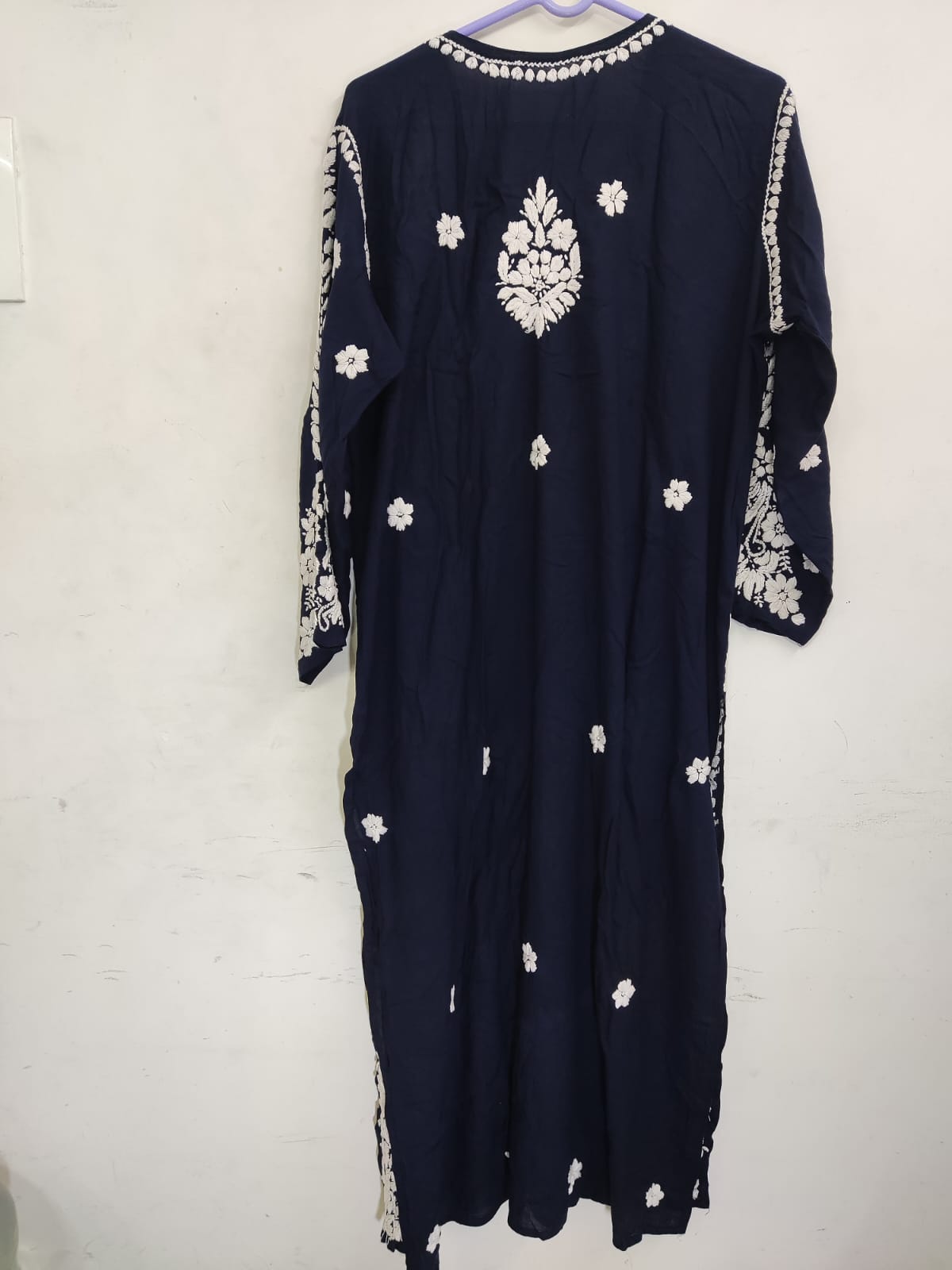 Embroidered Navy Blue Modal Kurti