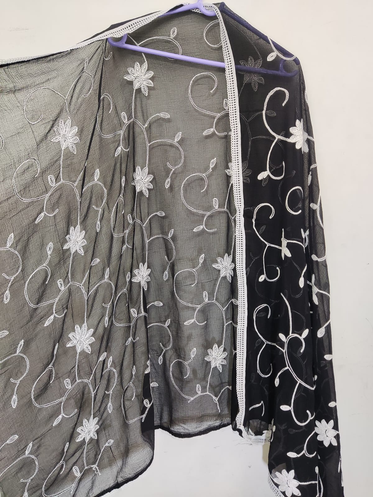 Dupatta - Georgette (Black and White)