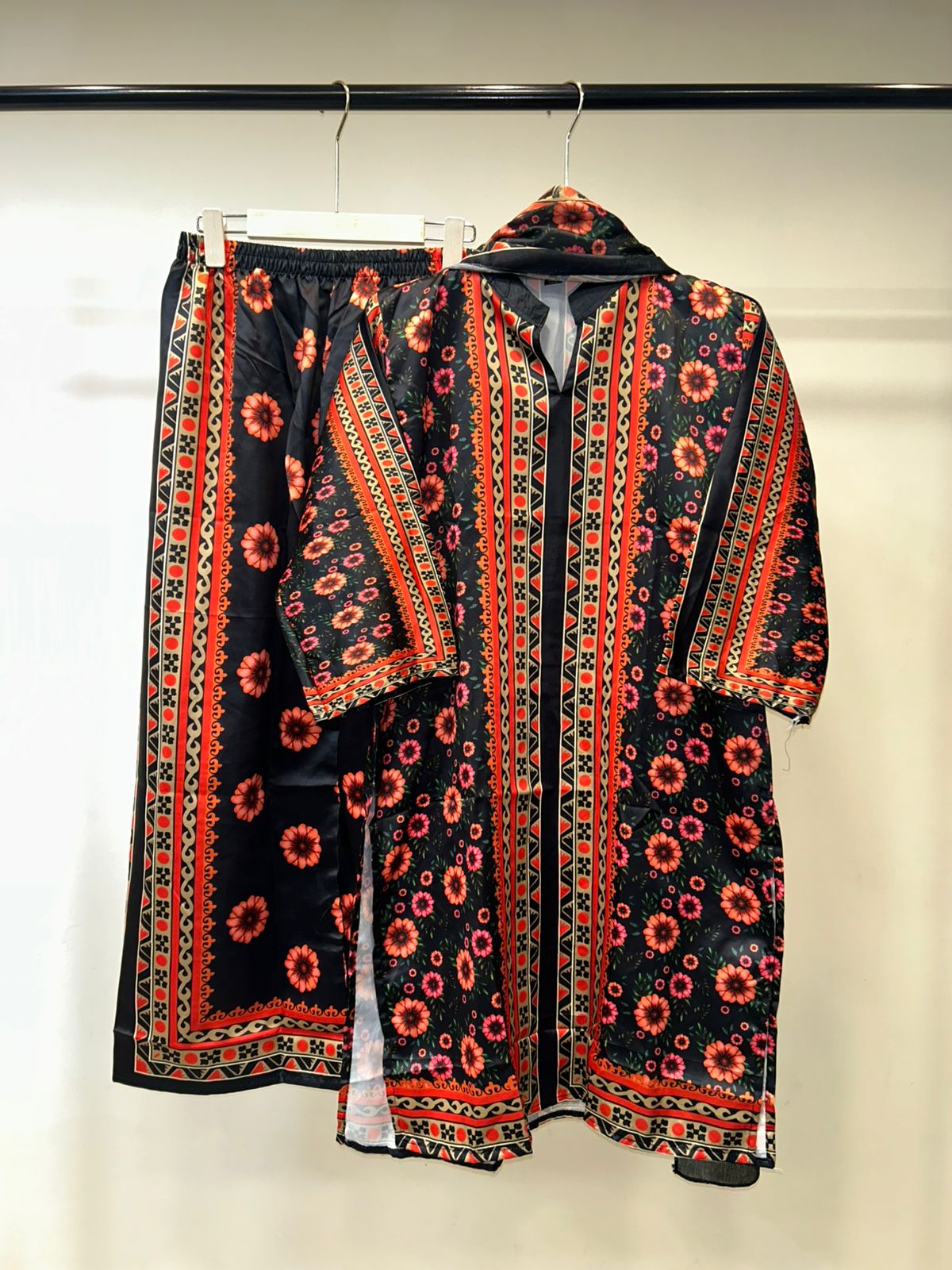 Turkish Floral Printed Women’s Cord Set with Dupatta