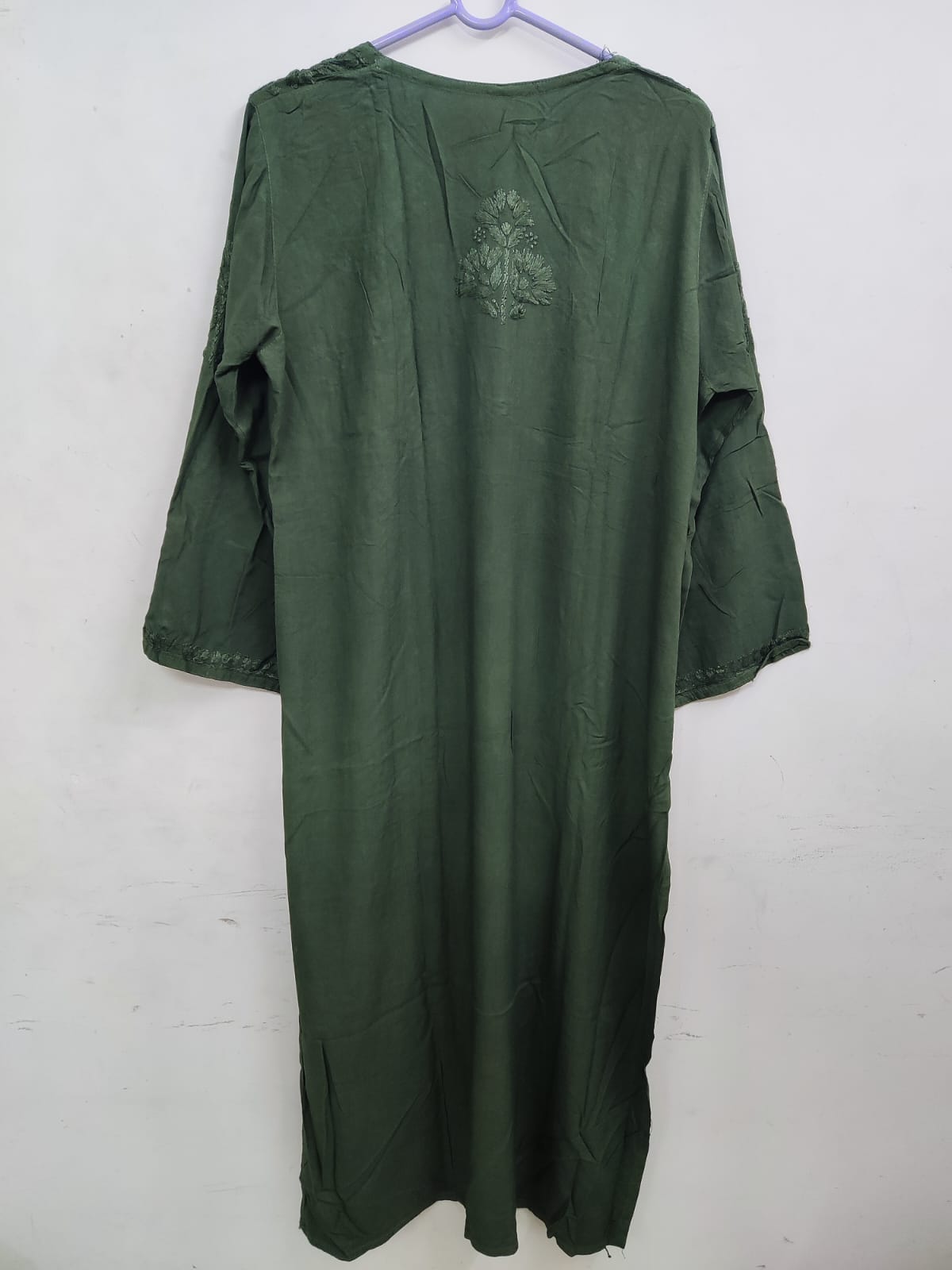 Mehandi Color Embroidered Kurti