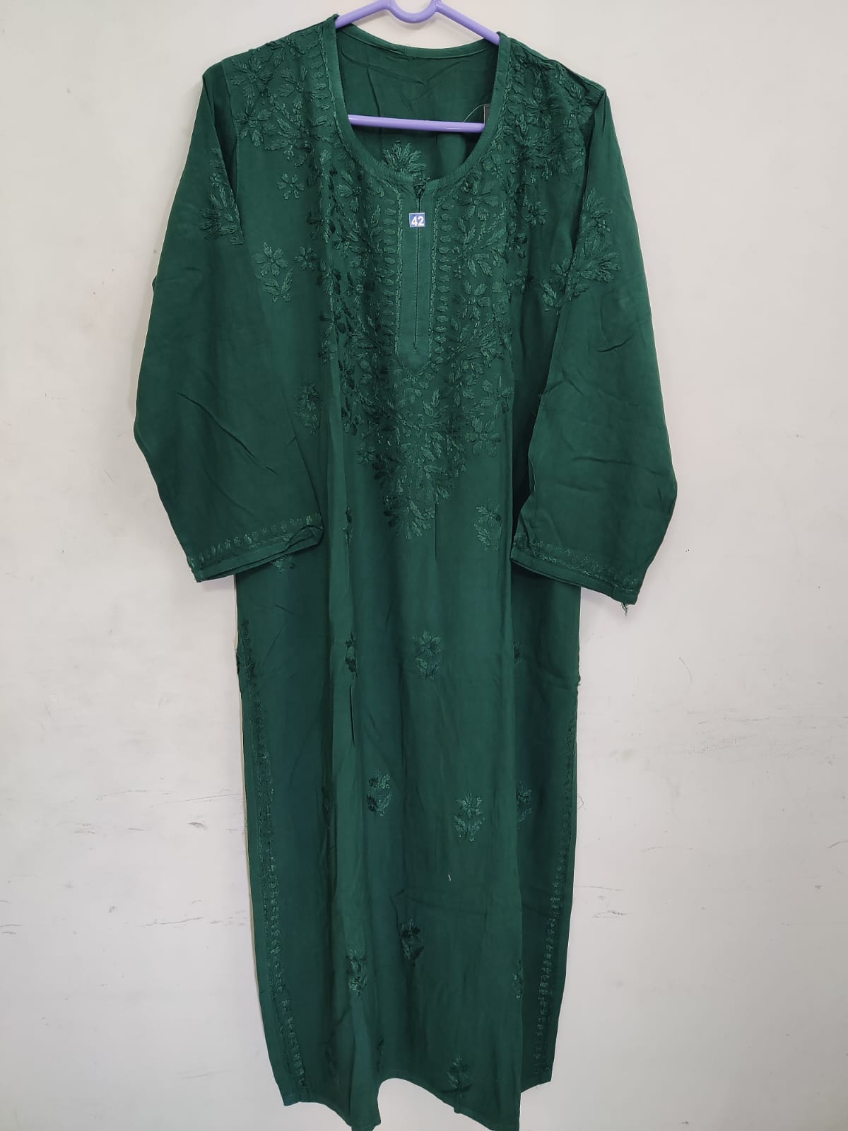 Dark Green embroidered long dress