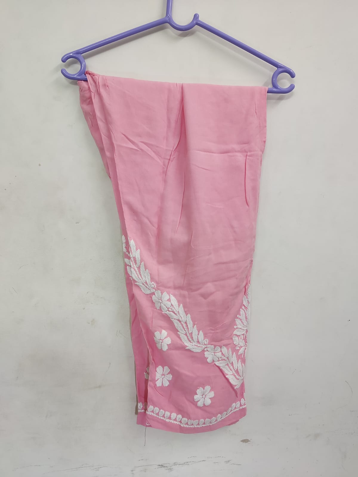 Pink Embroidered Rayon Cord Set
