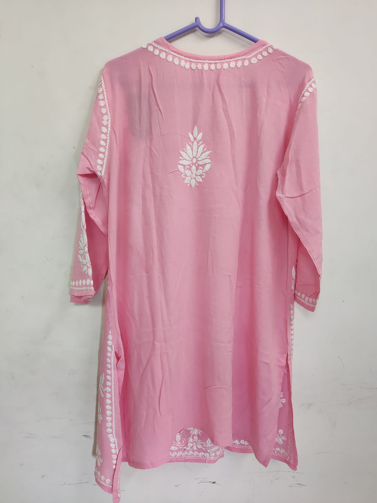 Pink Embroidered Rayon Cord Set