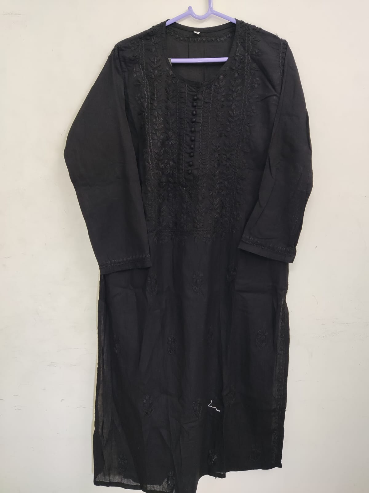 Black Lucknowi Kurta