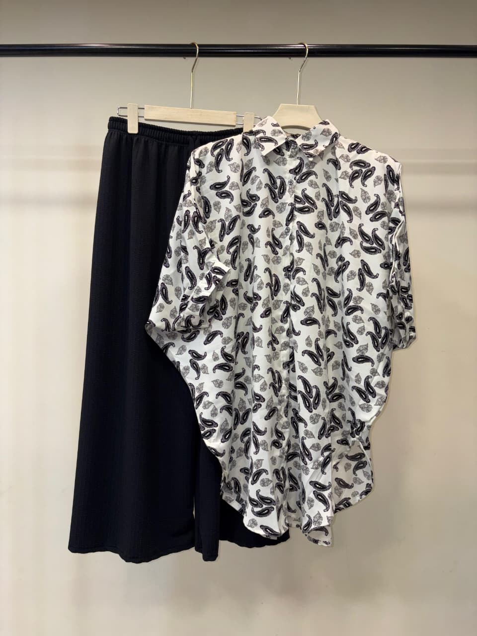 Printed Kaftan Shirt and Black Pant Set