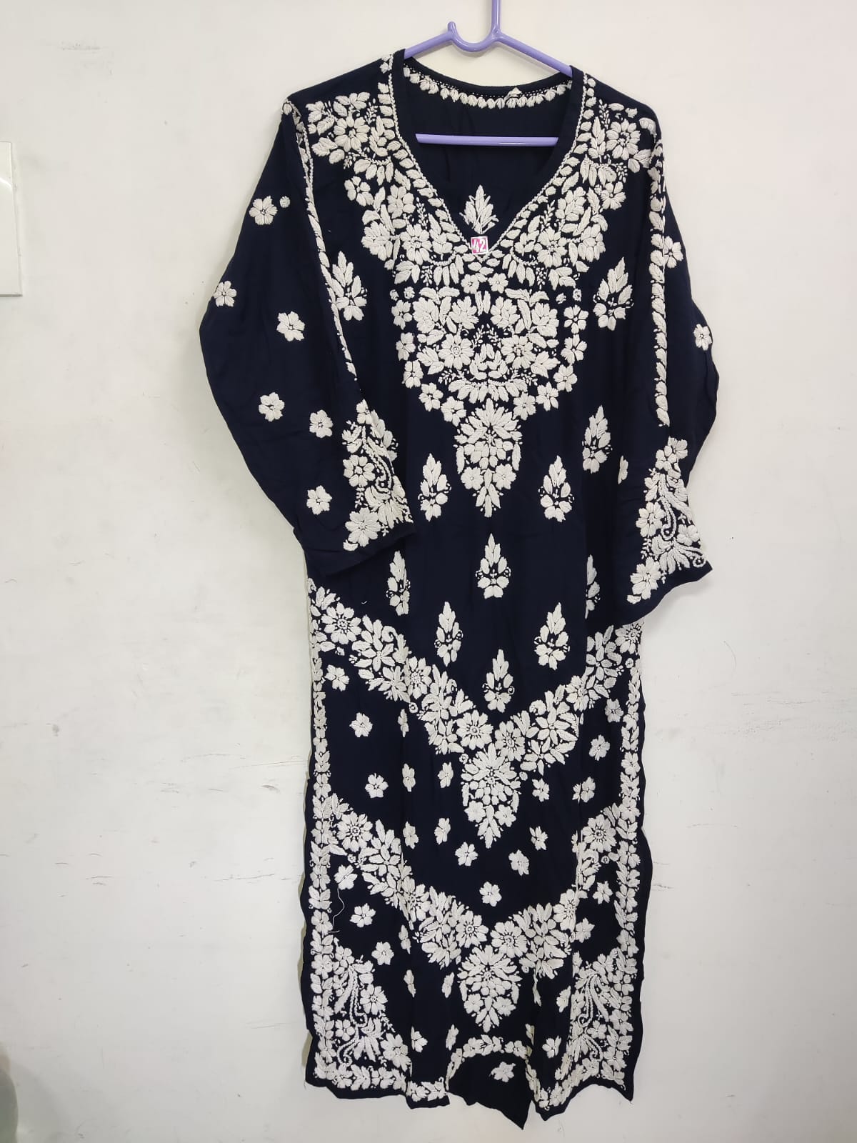 Embroidered Navy Blue Modal Kurti
